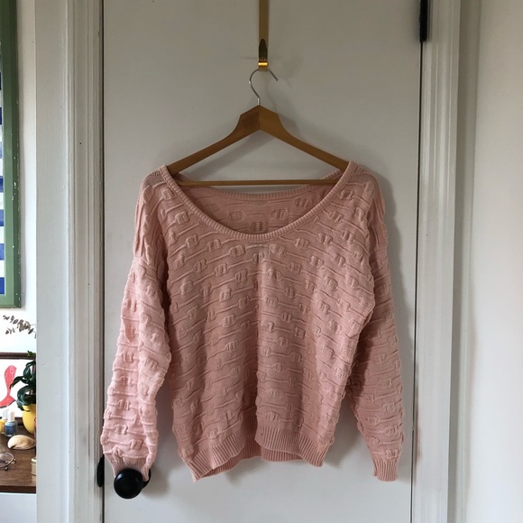 IZOD Vintage Textured Knit Pink Pullover 80s 90s Preppy Retro - Picture 3 of 4